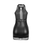 SUBBLIME - 955472 HIGH-NECK DRESS WITH TRANSPARENT EFFECTS, BLACK, S/M