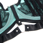 SUBBLIME - 955564 GREEN PATENT LEATHER BRA WITH MESH ZIP L/XL