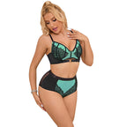 SUBBLIME - 955564 GREEN PATENT LEATHER BRA WITH MESH ZIP L/XL