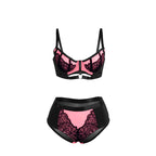 SUBBLIME - 955571 PINK PATENT LEATHER BRA SET WITH ZIPPER AND MESH BRA S/M