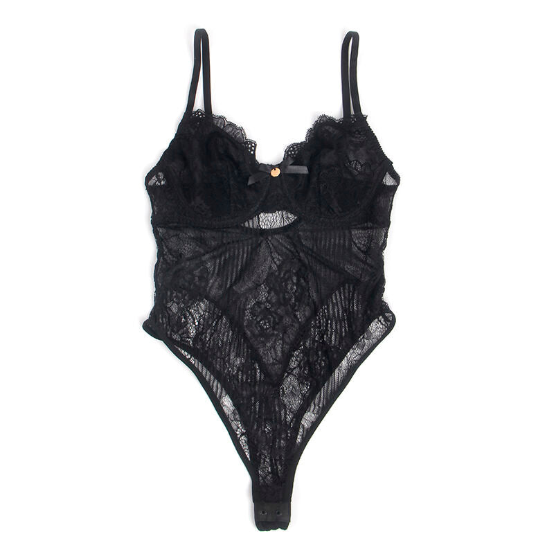 SUBBLIME - 955618 BLACK LOWER CLOSURE LACE BODYSUIT S/M