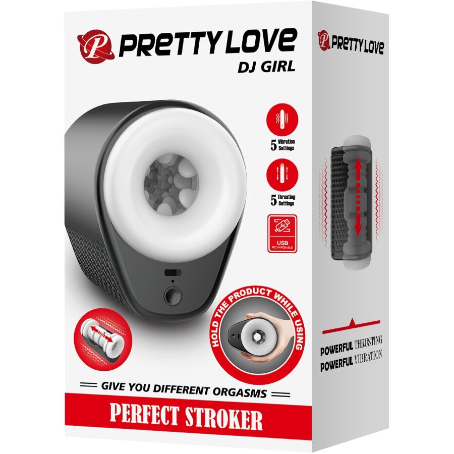 PRETTY LOVE - DJ GIRL MASTURBATEUR HOMME AVEC VIBRATION 5 RÉGLAGES NOIR