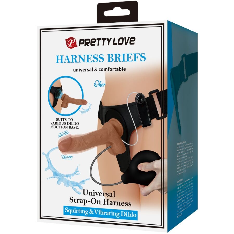 PRETTY LOVE - UNIVERSAL SLIP WITH VIBRATING AND SQUIRTING DILDO 15.5 CM MULATO