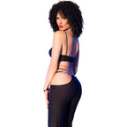 CHILIROSE - CR 4851 ENSEMBLE HAUT ET LEGGING NOIR AVEC ACCESSOIRES DORÉS S