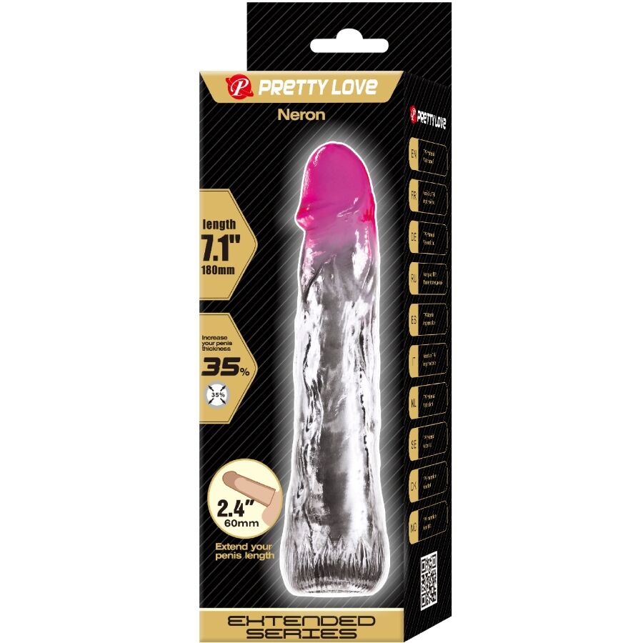 PRETTY LOVE - REALISTIC BLACK 6CM PINK PENIS ENLARGEMENT SHEATH