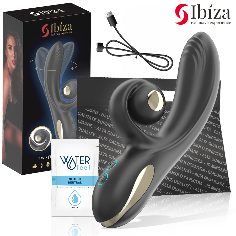 IBIZA - VIBRATEUR TWISTER AVEC STIMULATEUR COURBÉ ET VIBRO-ROTATION