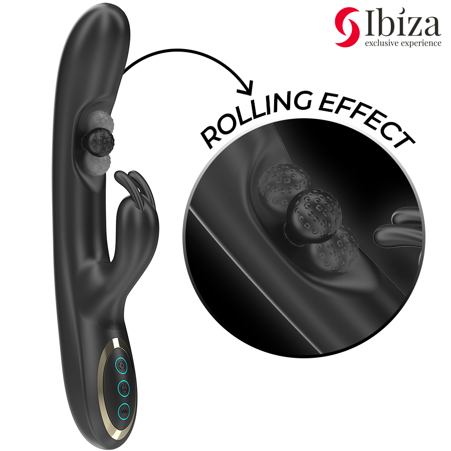 IBIZA - POWERFUL RABBIT VIBRATOR WITH ROTATING MASSAGE PEARL