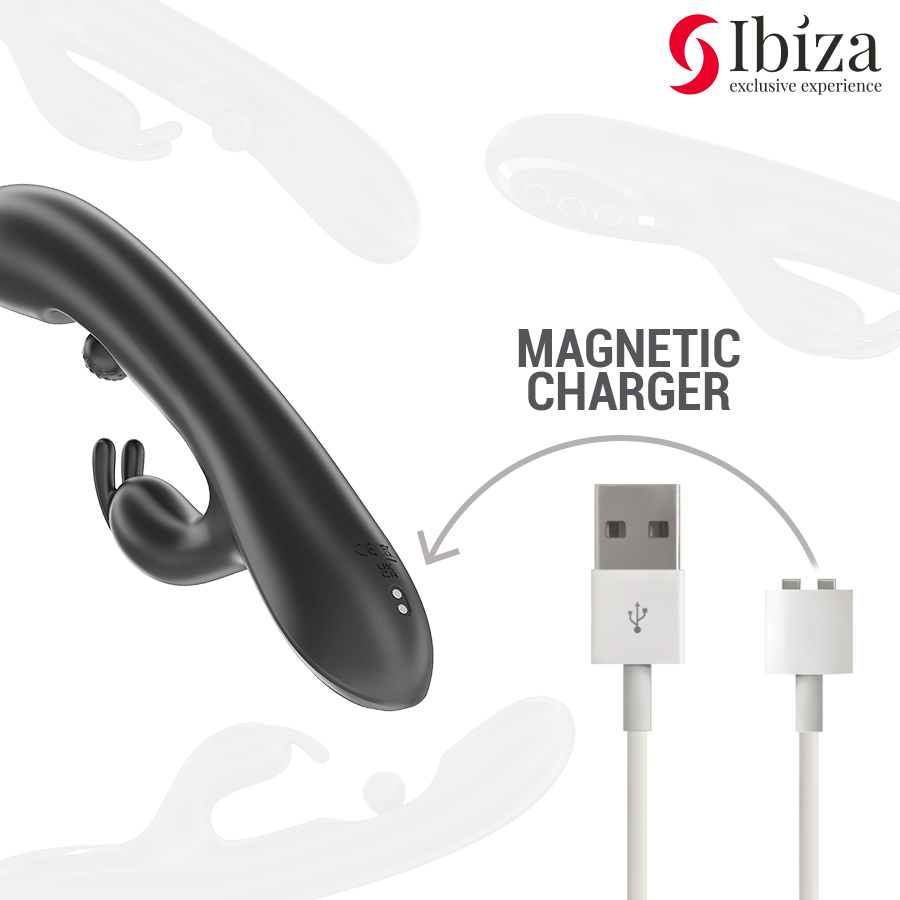 IBIZA - POWERFUL RABBIT VIBRATOR WITH ROTATING MASSAGE PEARL