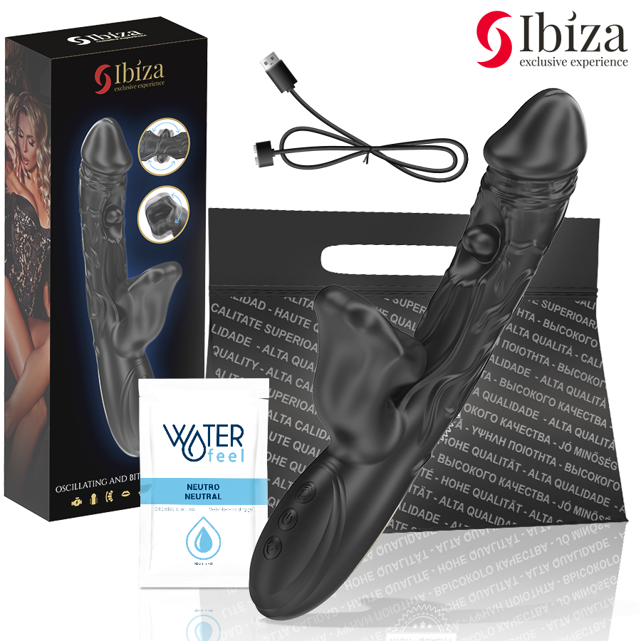 IBIZA - VIBROMASSEUR ET STIMULATEUR CLITORIAL AVEC EFFET DE MORSURE ET DE ROTATION