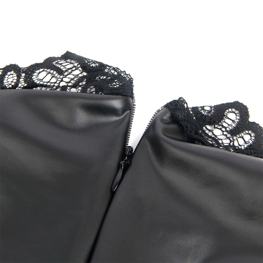 SUBBLIME - 957544 ROBE EN CUIR AVEC COL EN DENTELLE NOIRE TAILLE S/M