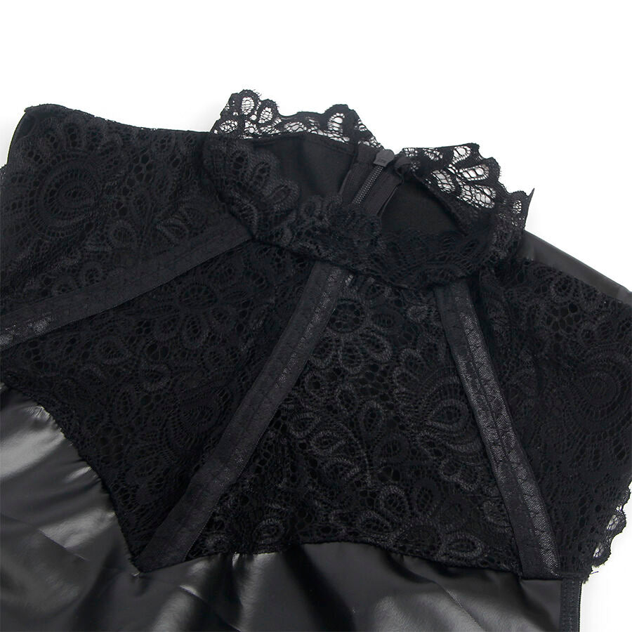 SUBBLIME - 957544 ROBE EN CUIR AVEC COL EN DENTELLE NOIRE TAILLE S/M