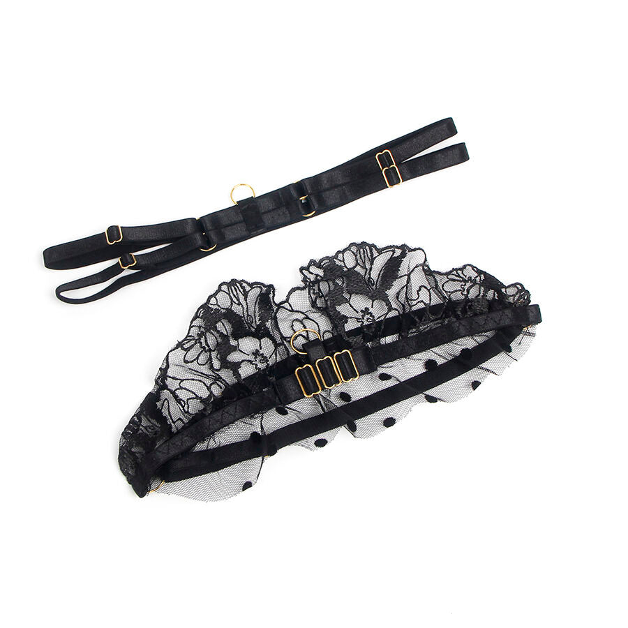 SUBBLIME - 957483 BLACK LACE BRA AND GARTER SET S/M