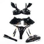 SUBBLIME - 957483 BLACK LACE BRA AND GARTER SET S/M