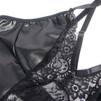 SUBBLIME - 957520 ROBE EN CUIR ET DENTELLE FLORALE NOIRE S/M