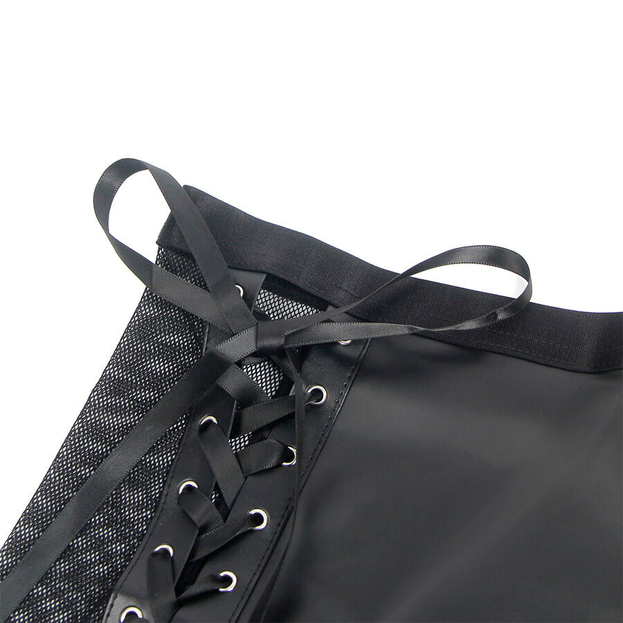 SUBBLIME - 957582 BLACK LEATHER BRA AND SKIRT SET S/M