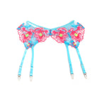 SUBBLIME - 957643 PINK FLOWER EMBROIDERED BRA AND BELT SET S/M