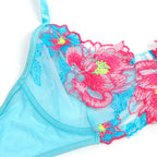SUBBLIME - 957643 PINK FLOWER EMBROIDERED BRA AND BELT SET S/M