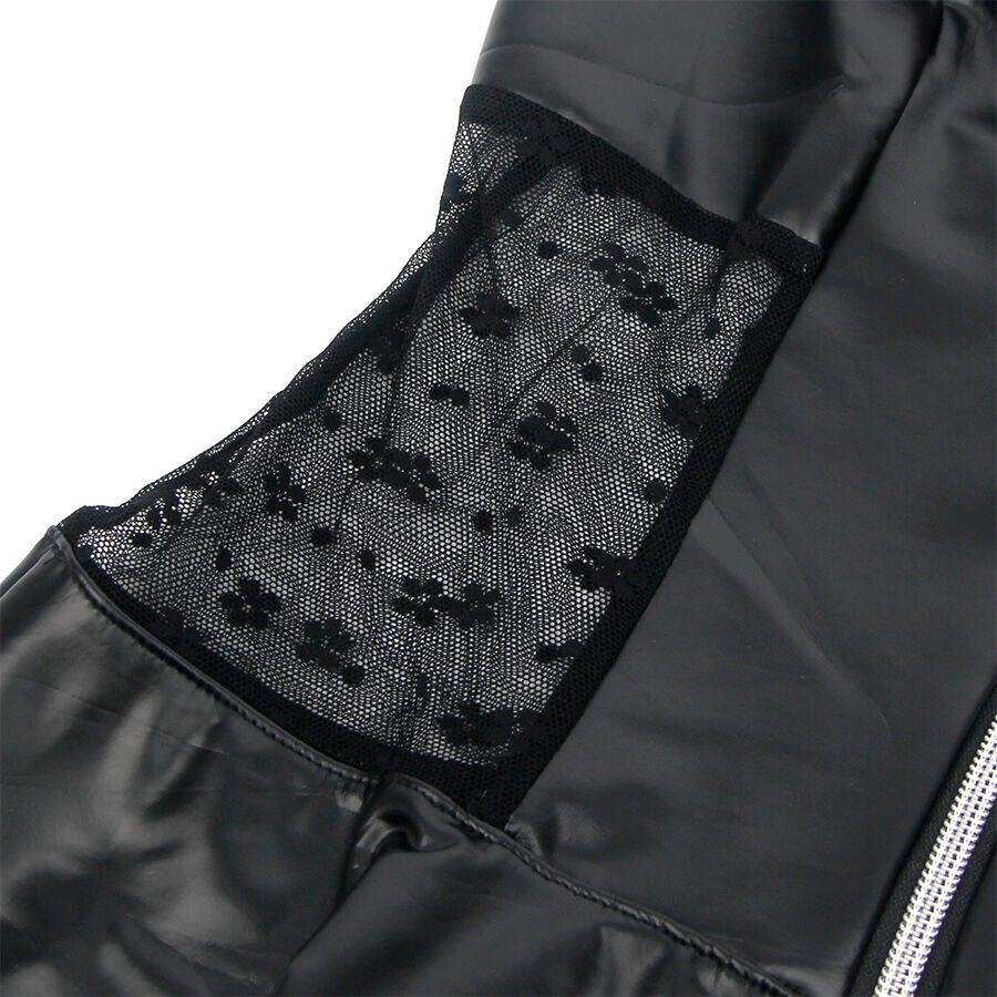 SUBBLIME - 957704 BLACK LACE ZIPPER LEATHER DRESS S/M