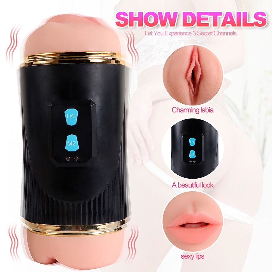 SHEQU - KAY DOUBLE MASTURBATOR WITH DOUBLE MOUTH AND VAGINA VIBRATION