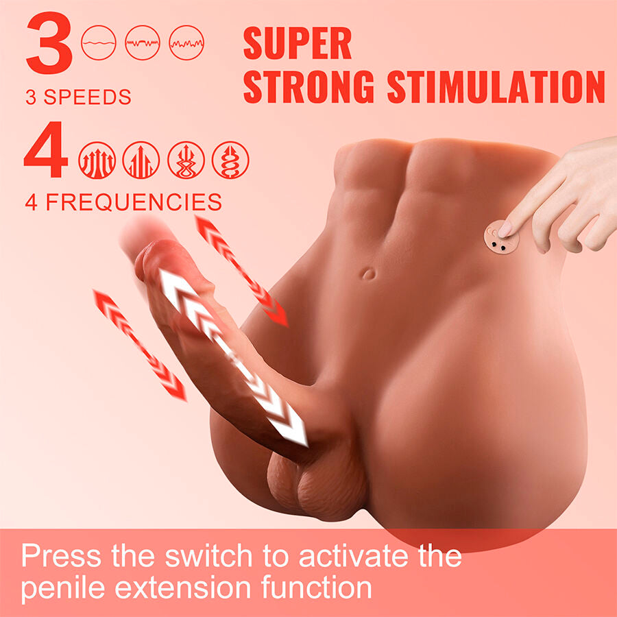 XISE - BERTLETT GODEMICHET RÉALISTE POUR MASTURBATEUR ANUS ET FESSIER, POSITION FRONTALE AVEC FROTTEMENT, 18 CM