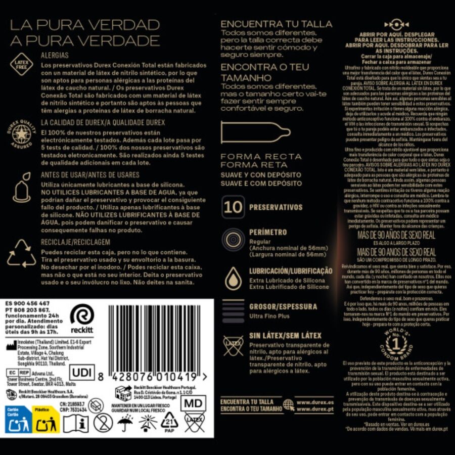 DUREX - TOTAL CONNECTION ULTRA FINE PLUS SANS LATEX 10 UNITÉS
