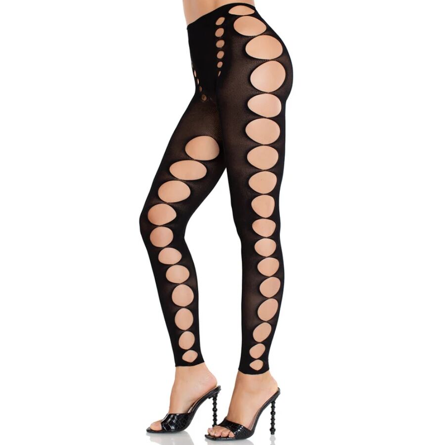 LEG AVENUE - BLACK SEAMLESS STRAPLESS OPAQUE STOCKINGS