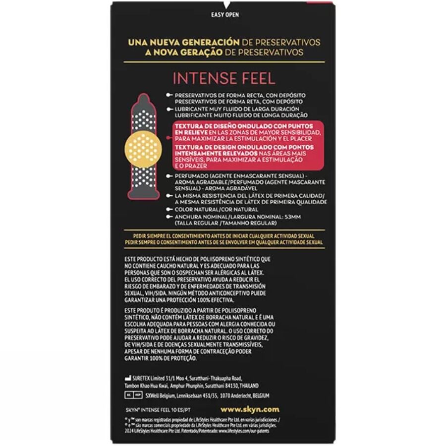 SKYN - PRÉSERVATIF TEXTURÉ À SENSATION INTENSE AVEC DESIGN ONDULÉ 10 UNITÉS