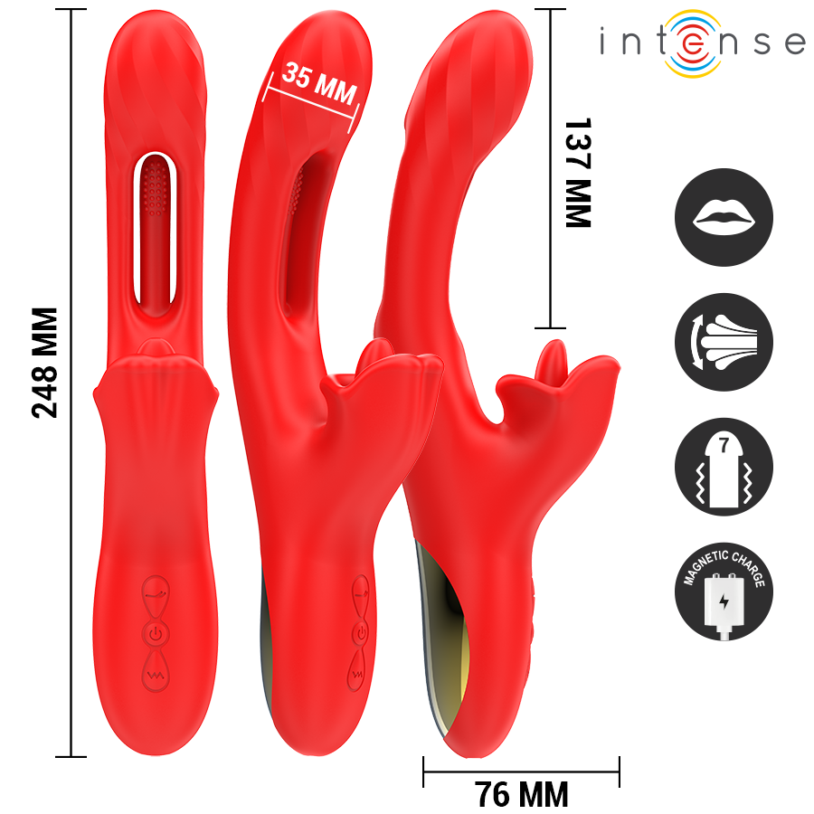 INTENSE - JESSICA MULTIFUNCTIONAL VIBRATOR CLITORAL STIMULATION 24.8 CM RED