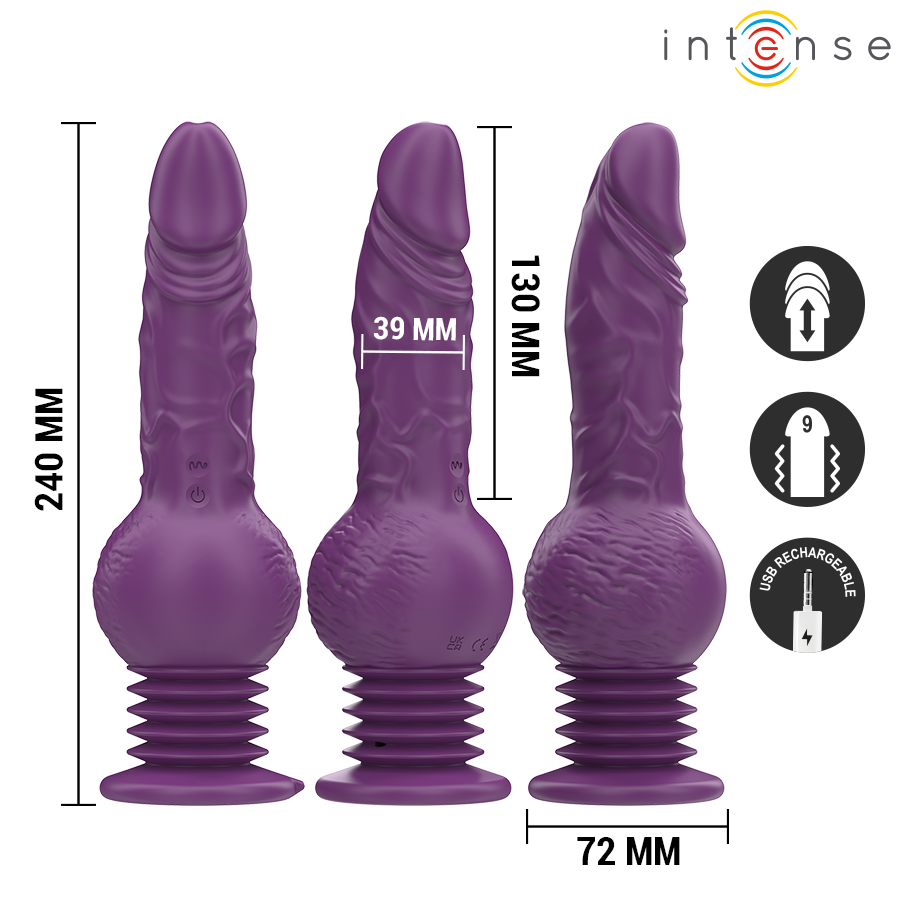 INTENSE - TATUM VIBRATEUR MULTIFONCTIONNEL AVEC VIBRATION HAUT ET BAS 24 CM VIOLET