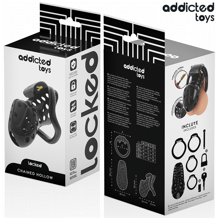 ADDICTED TOYS LOCKED - CAGE À PÉNIS Creuse avec Chaîne 10,5 CM