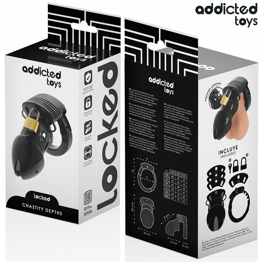 ADDICTED TOYS LOCKED - CAGE DE CHASTETÉ PÉNIENNE DE 7,5 CM DE PROFONDEUR