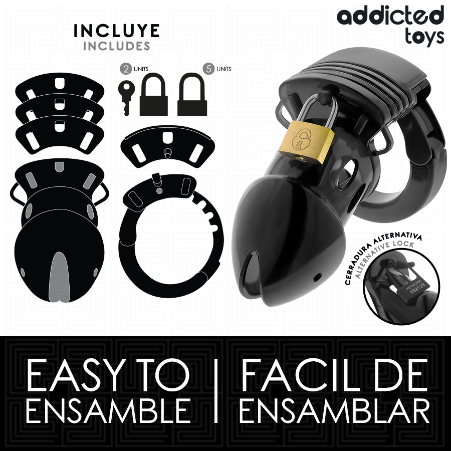 ADDICTED TOYS LOCKED - CAGE DE CHASTETÉ PÉNIENNE DE 7,5 CM DE PROFONDEUR