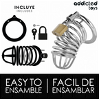 ADDICTED TOYS LOCKED - CAGE À PÉNIS EN MÉTAL AVEC CELLULES EN FER 5 CM TAILLE L
