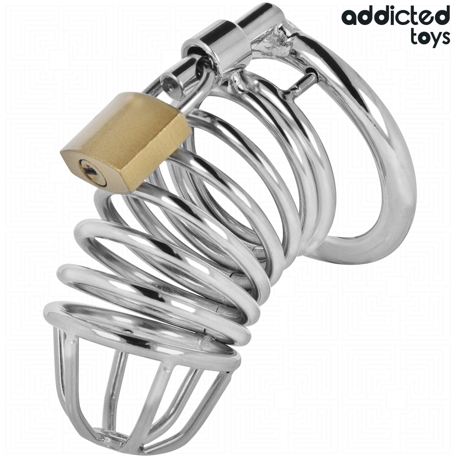 ADDICTED TOYS LOCKED - CAGE À PÉNIS EN MÉTAL AVEC CELLULES EN FER 5 CM TAILLE L