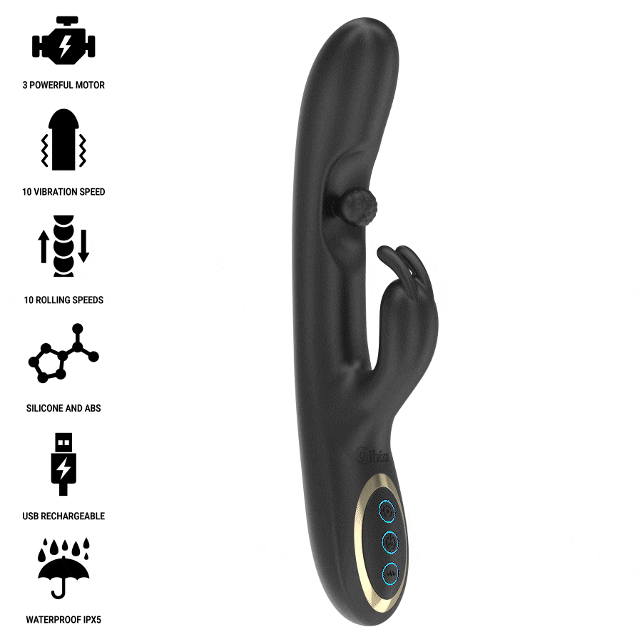 IBIZA - POWERFUL RABBIT VIBRATOR WITH ROTATING MASSAGE PEARL
