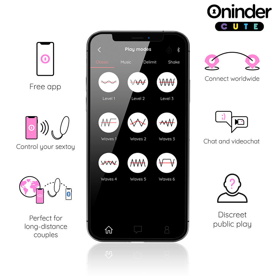 ONINDER CUTE - ŒUF EN SILICONE VIBRO-ROTANT À 360° POUR L'AMOUR ET LE PLAISIR - APPLICATION GRATUITE DANS LE MONDE ENTIER