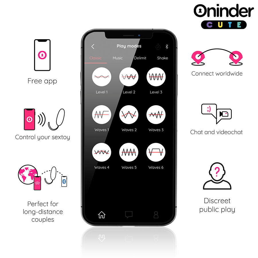 ONINDER CUTE - ŒUF EN SILICONE AVEC VIBRATIONS ET PLAISIR - APPLICATION GRATUITE DANS LE MONDE ENTIER