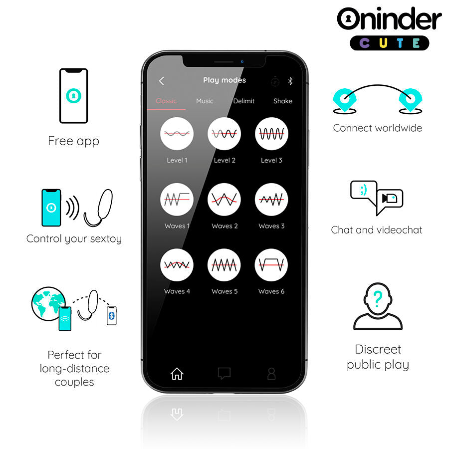 ONINDER CUTE - ŒUF VIBRANT ROTATIF EN SILICONE AVEC PIERRE PRÉCIEUSE POUR L'AMOUR ET LE PLAISIR - APPLICATION GRATUITE DANS LE MONDE ENTIER