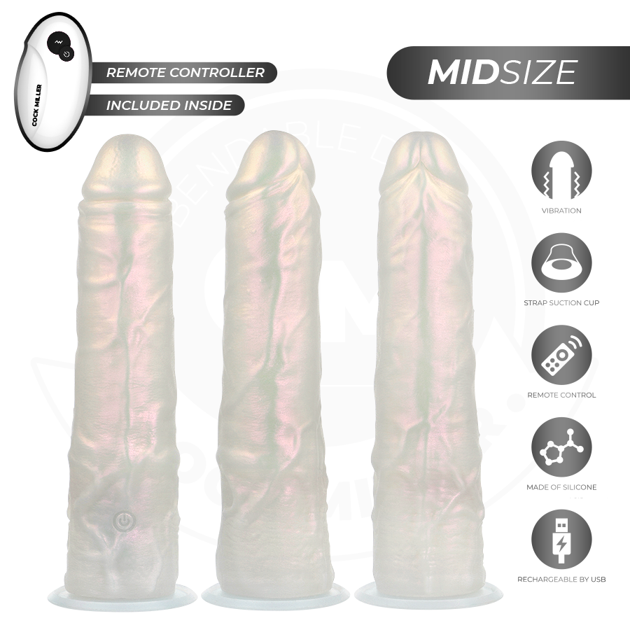 COCK MILLER - Gode blanc de 20,5 cm avec ventouse, lumières et vibrations, et télécommande