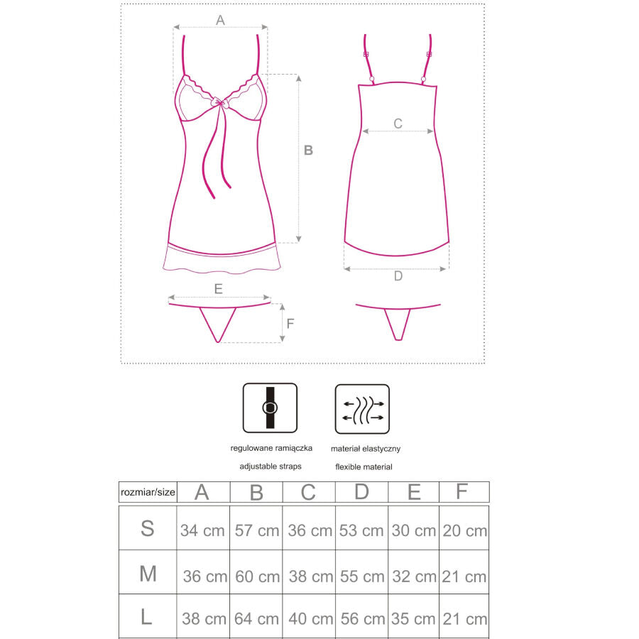 LIVCO CORSETTI FASHION - BABYDOLL HYEONA 1710 + STRING ROSE S