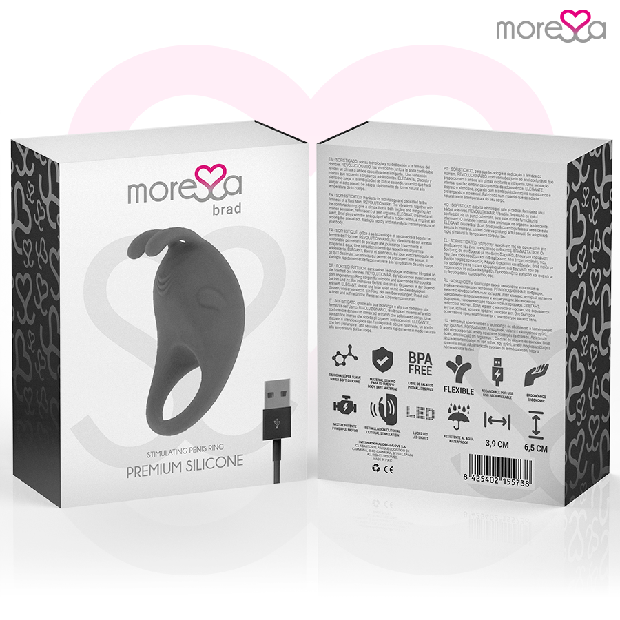 MORESSA - BRAD PREMIUM RECHARGEABLE EN SILICONE NOIR