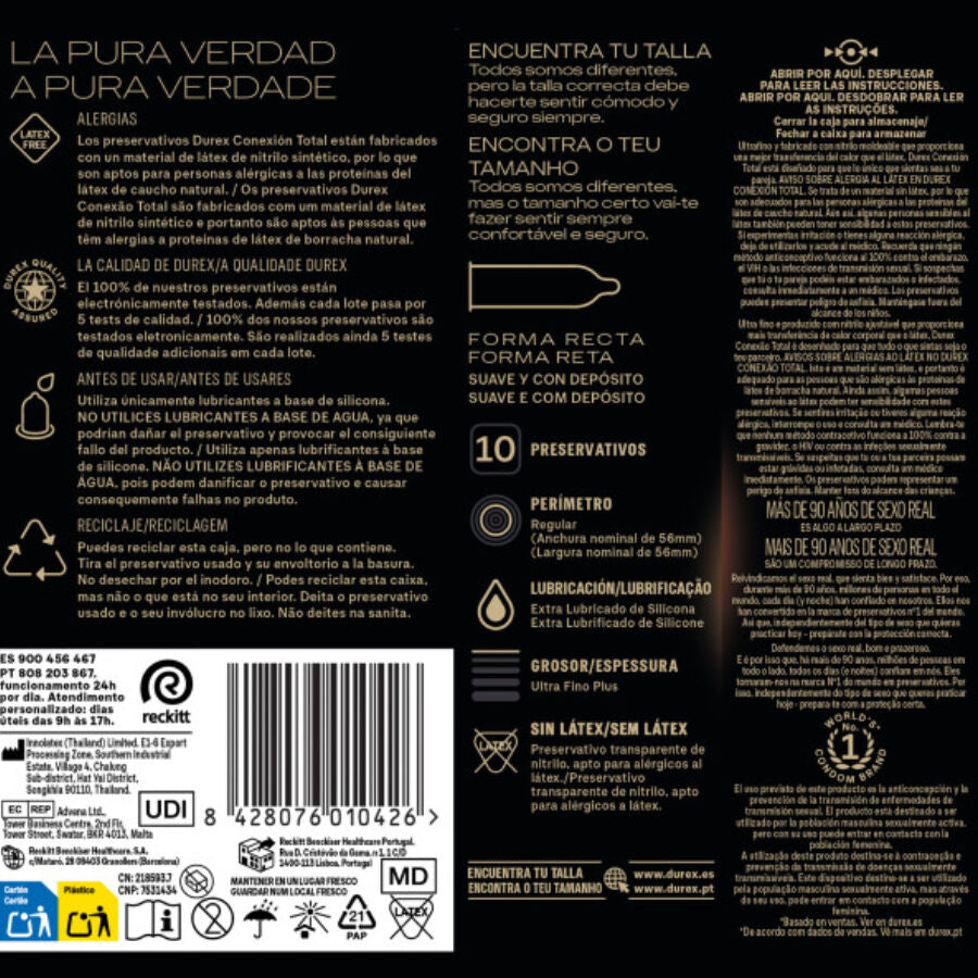 DUREX - TOTAL CONNECTION XL ULTRA FINE PLUS SANS LATEX 10 UNITÉS
