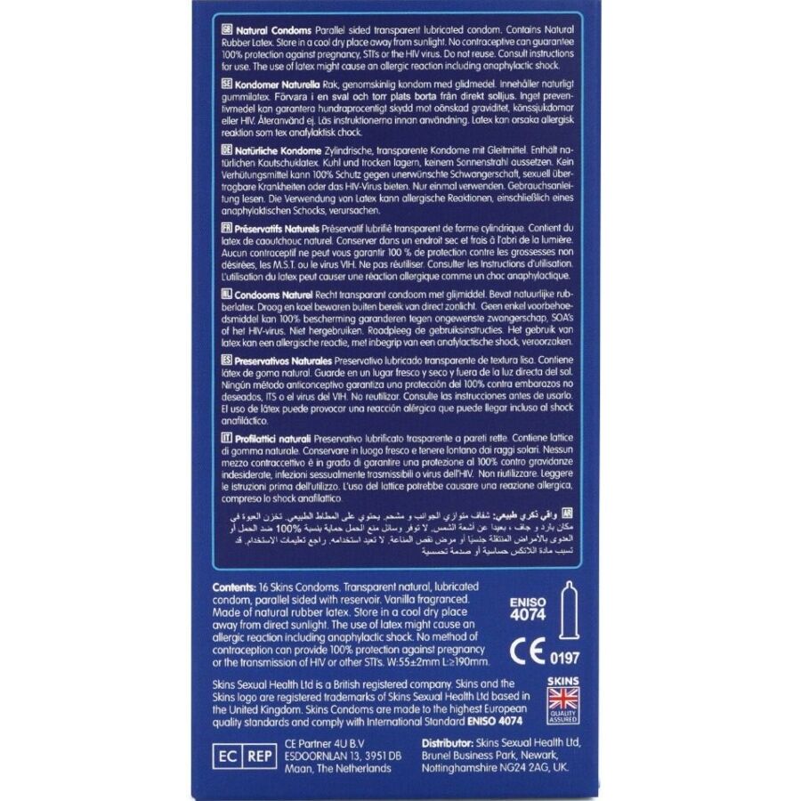 SKINS - PRÉSERVATIFS NATURELS PREMIUM, PAQUET DE 16