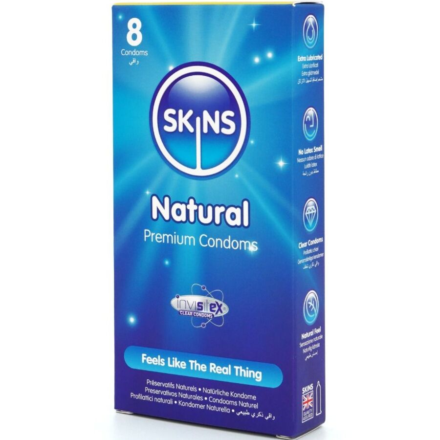SKINS - PRÉSERVATIFS NATURELS PREMIUM, PAQUET DE 8
