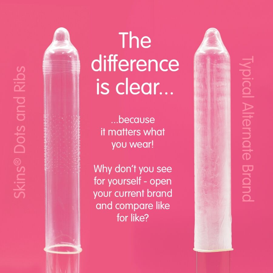 SKINS - DOTS &amp; RIBS PRÉSERVATIFS PREMIUM, PAQUET DE 4