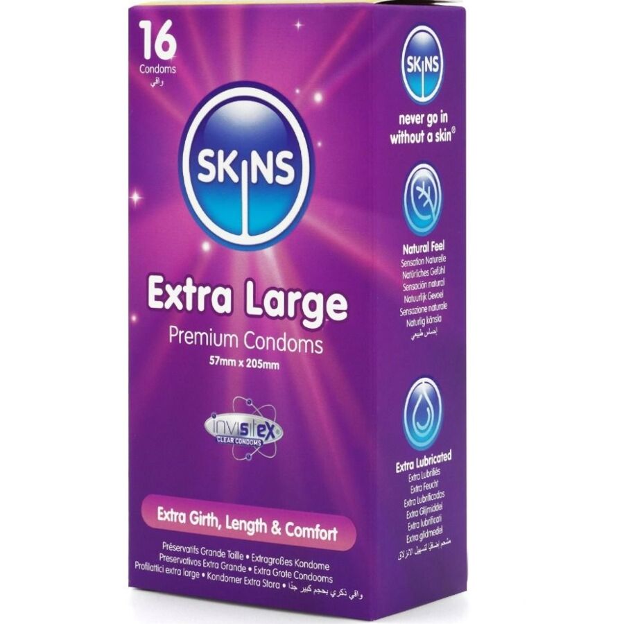 SKINS - EXTRA LARGE PREMIUM CONDOMS 16 PACK