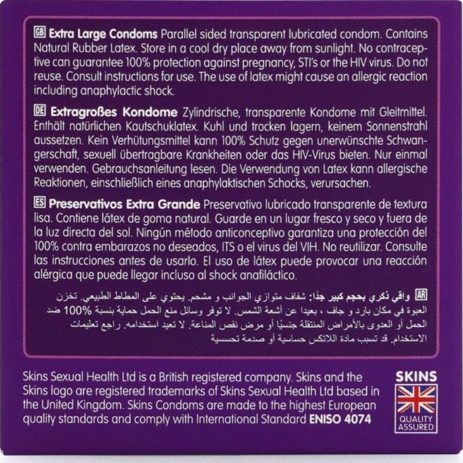 SKINS - EXTRA LARGE PREMIUM CONDOMS 4-PACK