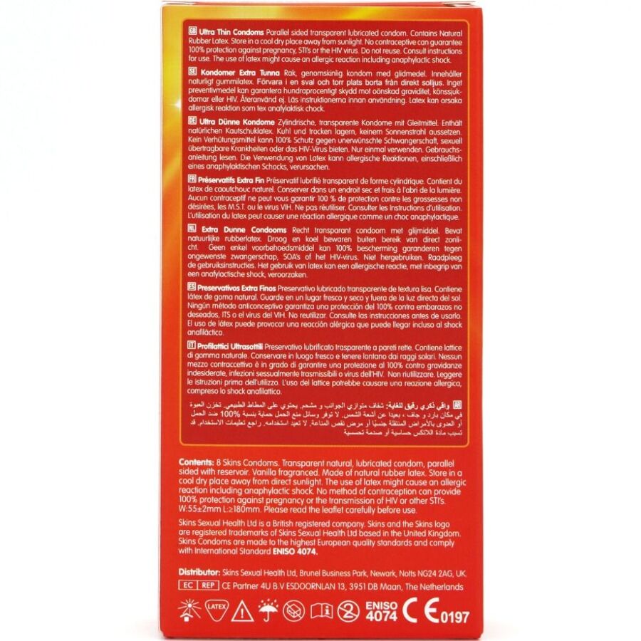 SKINS - PRÉSERVATIFS ULTRA FINS PREMIUM (PAQUET DE 8)