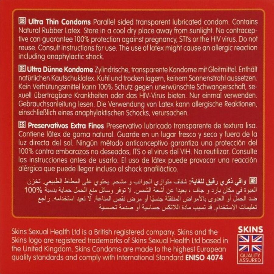 SKINS - PRÉSERVATIFS ULTRA FINS PREMIUM (PAQUET DE 4)
