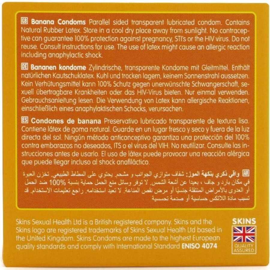 SKINS - PRÉSERVATIFS BANANE PREMIUM, PAQUET DE 4